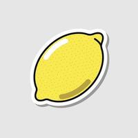 Vector lemon sticker in cartoon style. Isolated fruit with shadow.