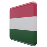 Hongarije Rechtsaf visie 3d getextureerde glanzend plein vlag png