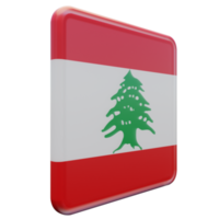 líbano vista esquerda 3d bandeira quadrada brilhante texturizada png