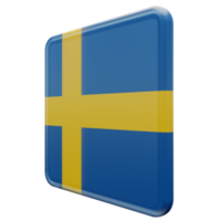 Sverige rätt se 3d texturerad glansig fyrkant flagga png