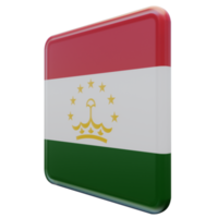 Tadzjikistan Rechtsaf visie 3d getextureerde glanzend plein vlag png