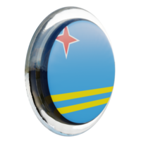 aruba vue gauche drapeau de cercle brillant texturé 3d png