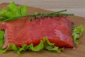 Raw salmon fillet photo