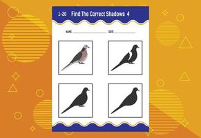 Find the correct shadow. Education developing worksheet. Matching game for kids. vector