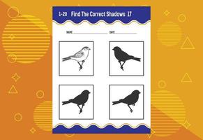 Find the correct shadow. Education developing worksheet. Matching game for kids. vector