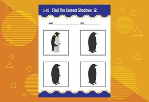 Find the correct shadow. Education developing worksheet. Matching game for kids. vector