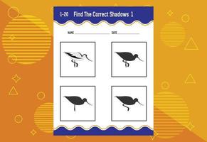 Find the correct shadow. Education developing worksheet. Matching game for kids. vector