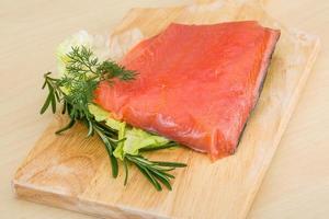 Salted salmon fillet photo