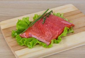 Raw salmon fillet photo