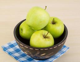 Green apple in a bowl photo