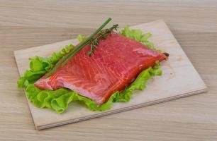 Raw salmon fillet photo