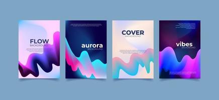 Creative fluid wave style poster set. Dynamic 3D shapes background. Cover design for banner, cover, print, promotion, social media.