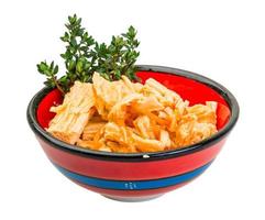 Chinese or korean tofu bamboo in a bowl on white background photo