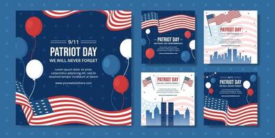 Patriot Day USA Celebration Social Media Post Template Hand Drawn Cartoon Flat Illustration