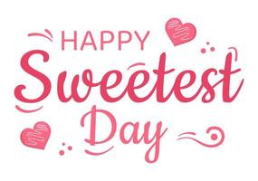 Happy Sweetest Day on 21 October Sweet Holiday Event Hand Drawn Cartoon Flat Illustration with Cupcakes and Candy in a Pink Background vector