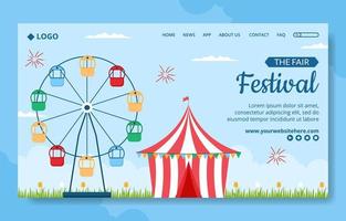 Amusement Park Carnival Social Media Landing Page Template Hand Drawn Cartoon Flat Illustration vector