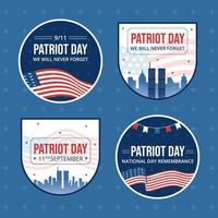 Patriot Day USA Celebration Label Template Hand Drawn Cartoon Flat Illustration vector