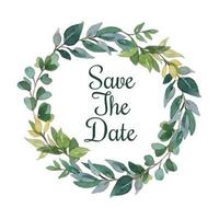 save the date wreath branch watercolor vector