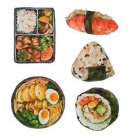 comida japonesa ilustración acuarela clipart vector