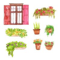 windows elements watercolor hand painted vector