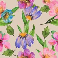 watercolor flower seamless pattern vector