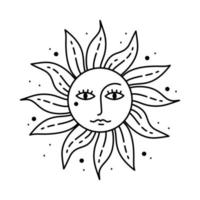 Magic boho sun symbol. Gypsy sacred element and sign boho style. vector