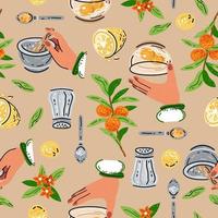 Bright seamless pattern for kitchen design, for the menu vector