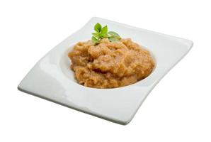 Pollock roe in a bowl on white background photo