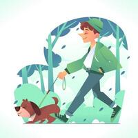 Enjoyed Walking With Pet In The Park vector