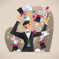 A Magician Do A Magic Tricks vector