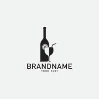 Bottle Bar and Juice Love Logo. Minimalist Vector Logo Design Template Element