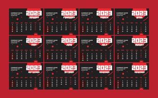 calendario anual 2023 plantilla vectorial eps lista para imprimir, calendario de 12 meses. vector