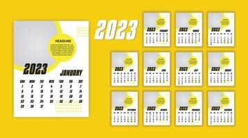 Yearly Calendar 2023 Print Ready Eps Vector Template, 12 Months Calendar.