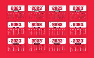 Yearly Calendar 2023 Print Ready Eps Vector Template, 12 Months Calendar.