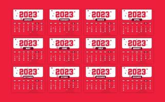 calendario anual 2023 plantilla vectorial eps lista para imprimir, calendario de 12 meses. vector