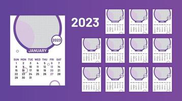 Yearly Calendar 2023 Print Ready Eps Vector Template, 12 Months Calendar.