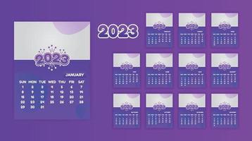 calendario anual 2023 plantilla vectorial eps lista para imprimir, calendario de 12 meses. vector