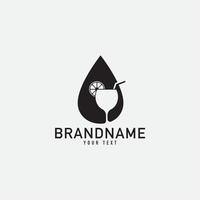 Bottle Bar and Juice Love Logo. Minimalist Vector Logo Design Template Element