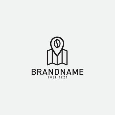 Pin Coffee and Landscape Logo. Minimalist Vector Logo Design Template Element