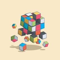rompecabezas de cubo 3d de ilustración, diseño vectorial vector