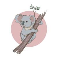 cute koala illustration on a tree,vector design vector