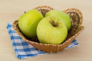 Green apple in a bowl photo