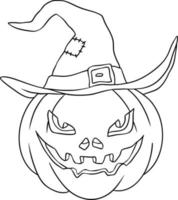 calabaza sonriente en un sombrero de bruja vector