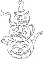 Three Pumpkins in a Witch Har vector