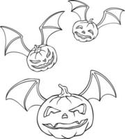 Pumpkins With Bat Wings vector