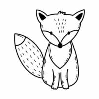Cute fox in doodle style. Hand drawn illustration. vector