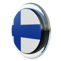 bandera de círculo brillante con textura 3d de vista derecha de finlandia png