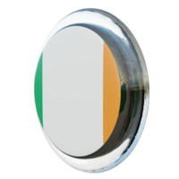 irlande vue de droite drapeau de cercle brillant texturé 3d png