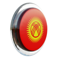 Kyrgyzstan Left View 3d textured glossy circle flag png