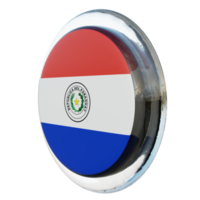 vue de droite du paraguay drapeau de cercle brillant texturé 3d png